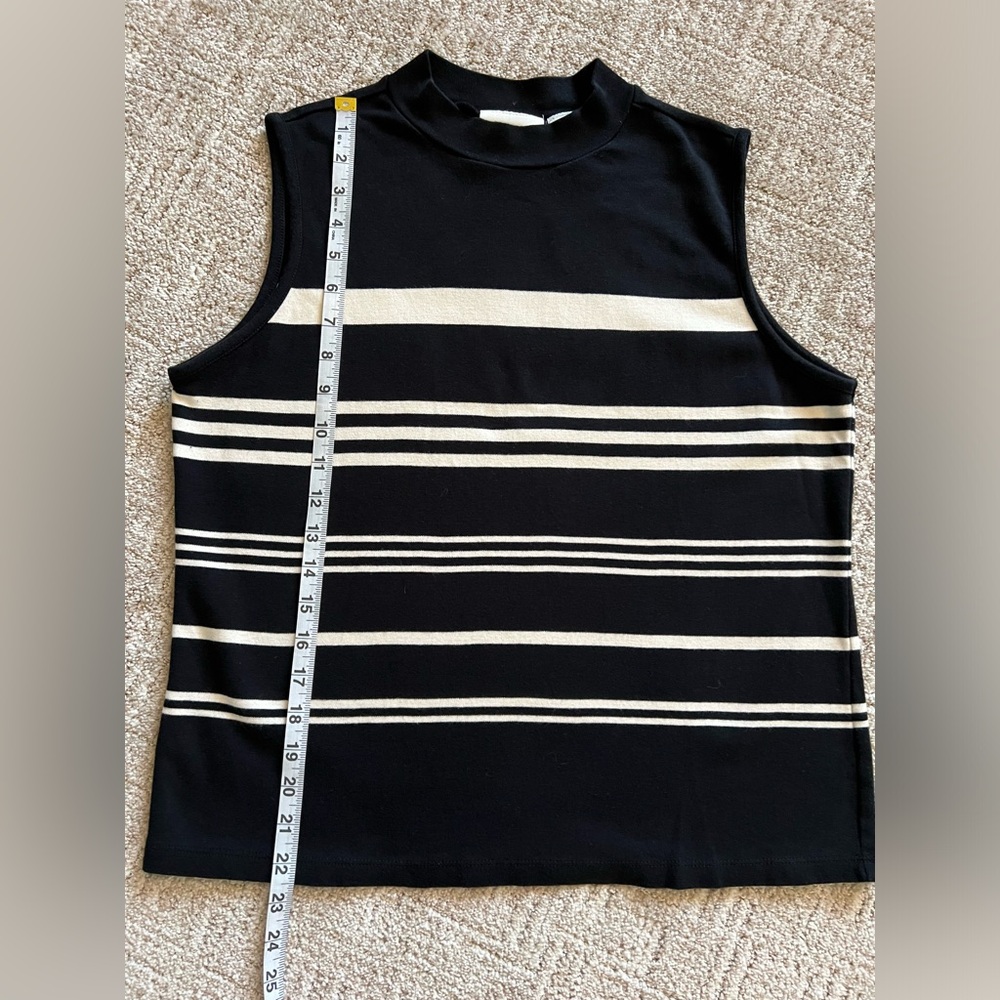 Lis Claiborne Lizsport Sleeveless Mock Neck Stripe Vest Black White Size L - Picture 4 of 6